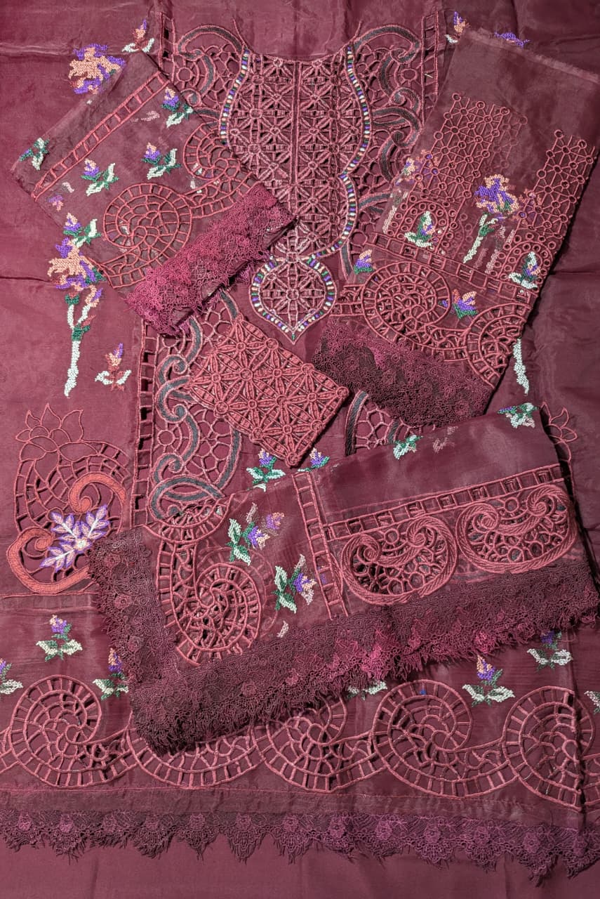 ANEELA Maroon Formal Organza (AY0009)